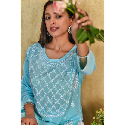 House of Chikankari Husniya Chikankari Modal Straight Kurta