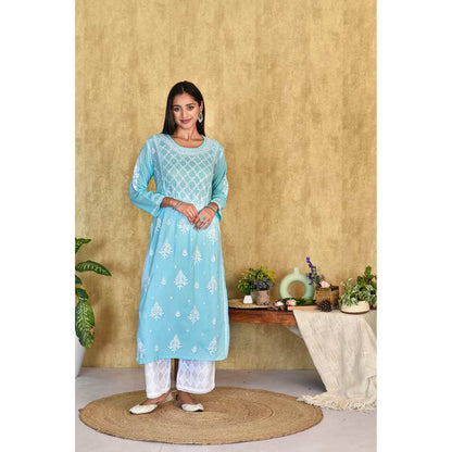 House of Chikankari Husniya Chikankari Modal Straight Kurta