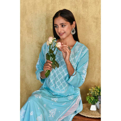 House of Chikankari Husniya Chikankari Modal Straight Kurta