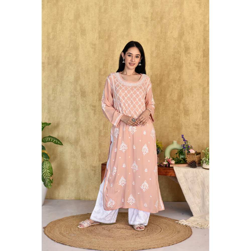 House of Chikankari Husniya Chikankari Modal Straight Kurta