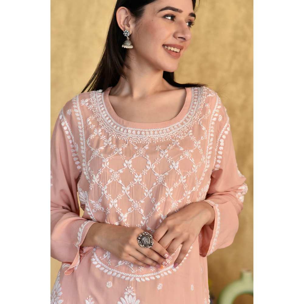 House of Chikankari Husniya Chikankari Modal Straight Kurta