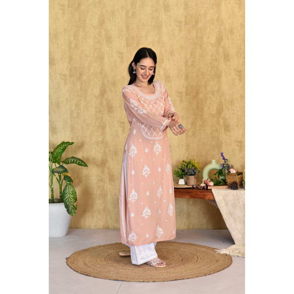 House of Chikankari Husniya Chikankari Modal Straight Kurta