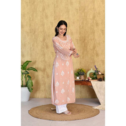 House of Chikankari Husniya Chikankari Modal Straight Kurta
