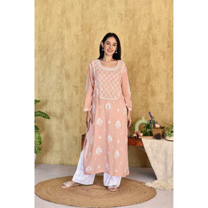 House of Chikankari Husniya Chikankari Modal Straight Kurta