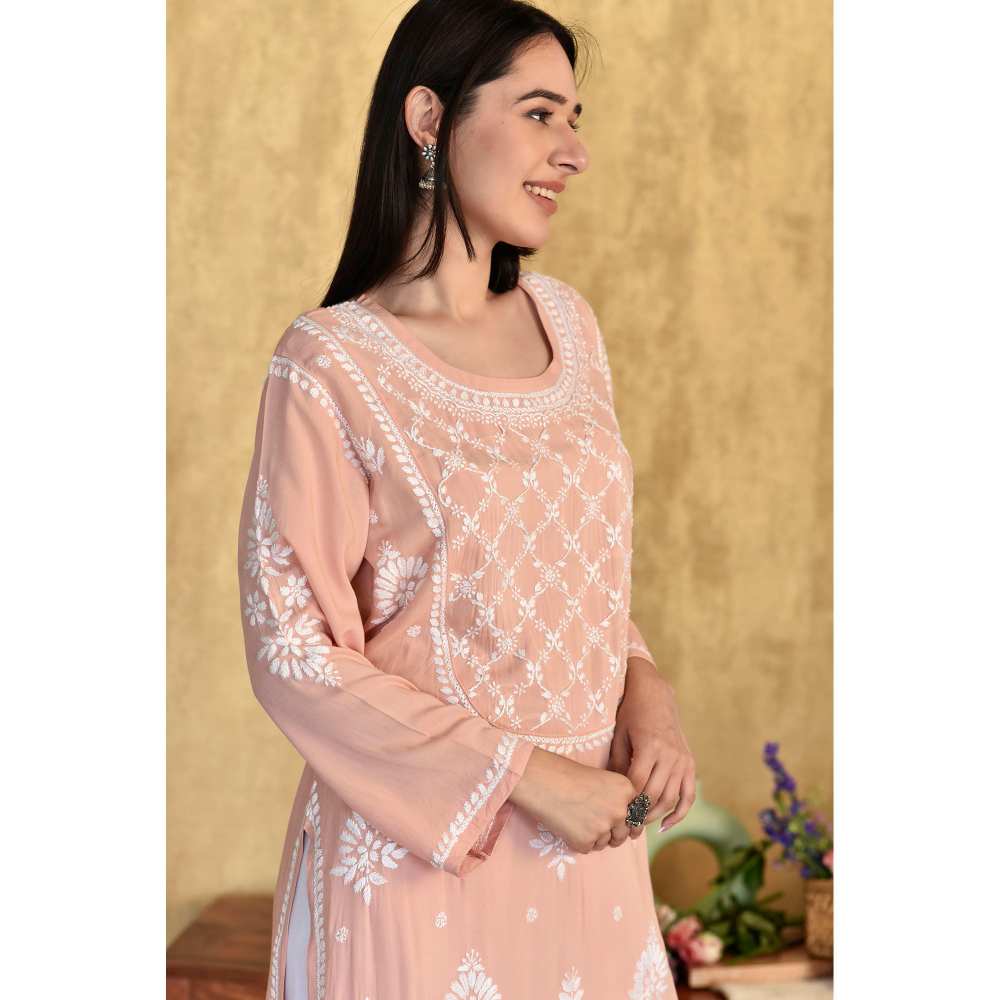 House of Chikankari Husniya Chikankari Modal Straight Kurta