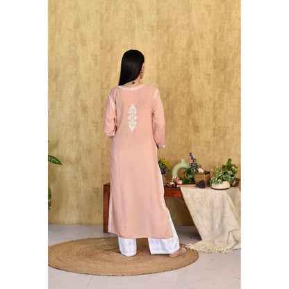 House of Chikankari Husniya Chikankari Modal Straight Kurta