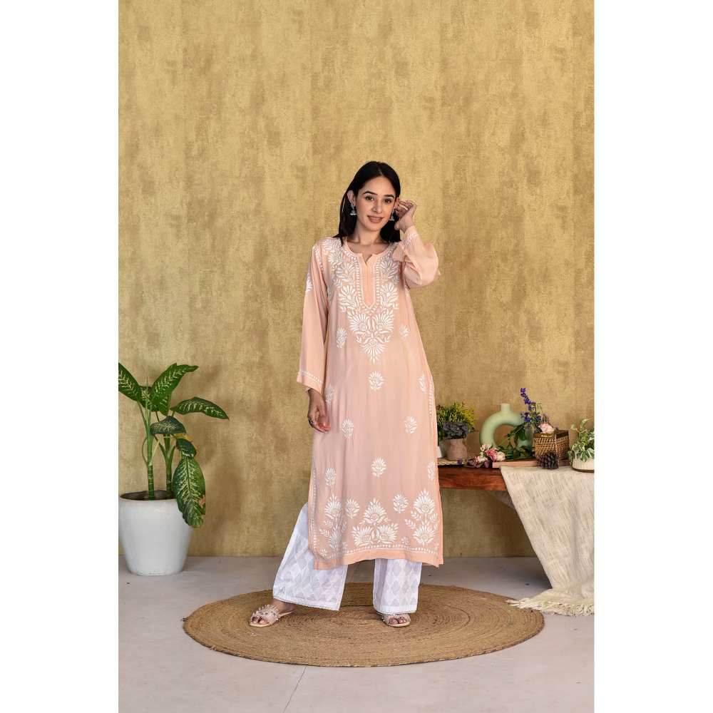House of Chikankari Kubra Chikankari Modal Straight Kurta