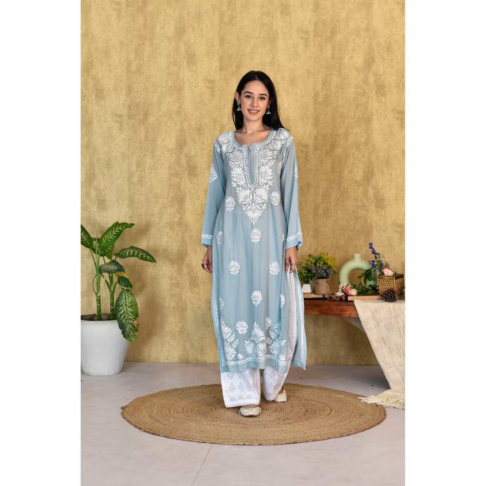House of Chikankari Kubra Chikankari Modal Straight Kurta