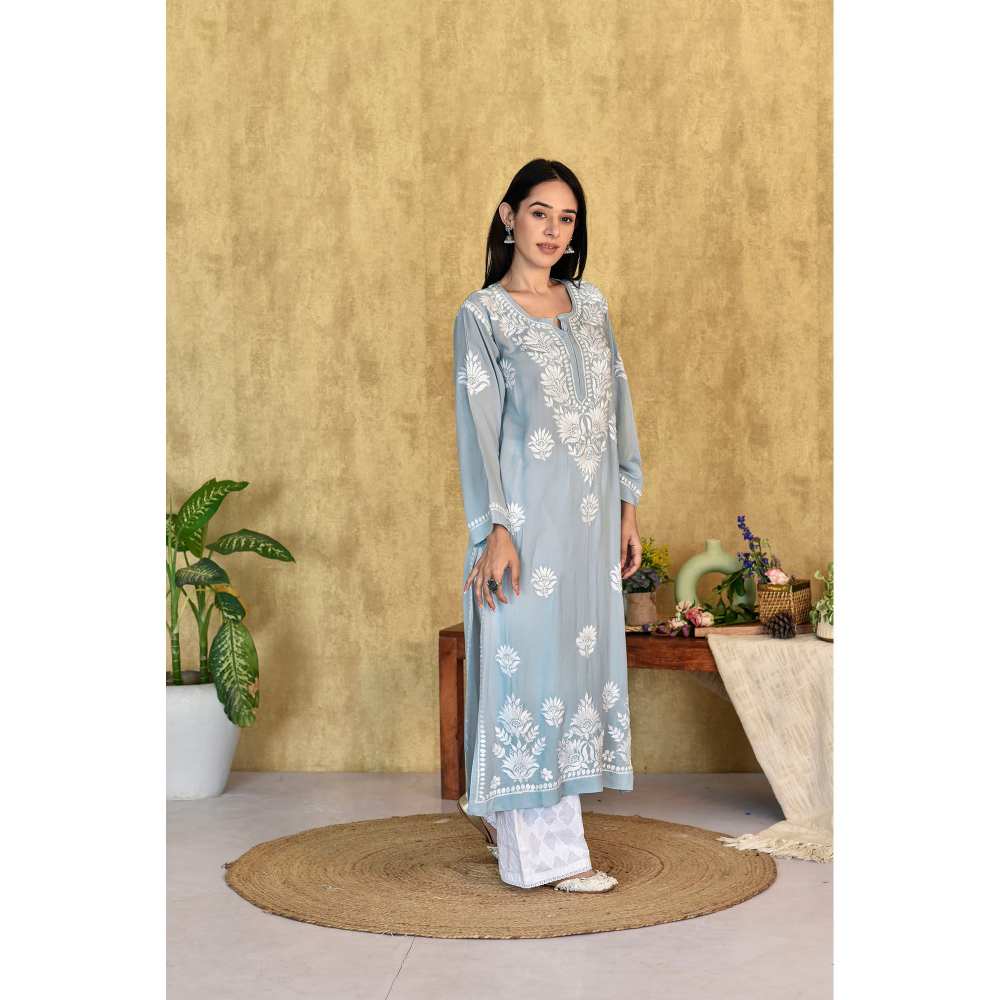 House of Chikankari Kubra Chikankari Modal Straight Kurta