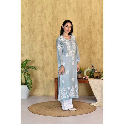 House of Chikankari Kubra Chikankari Modal Straight Kurta