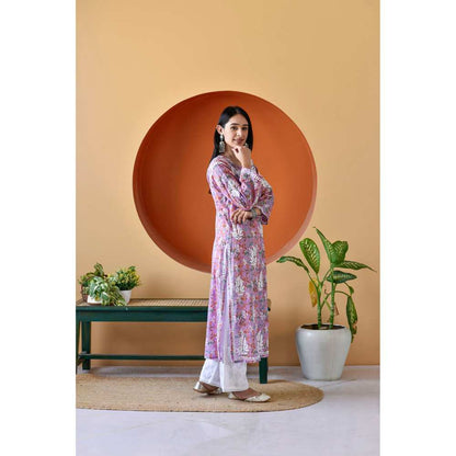 House of Chikankari Hanifa Chikankari Mulmul Straight Kurta