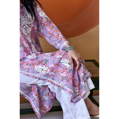 House of Chikankari Hanifa Chikankari Mulmul Straight Kurta