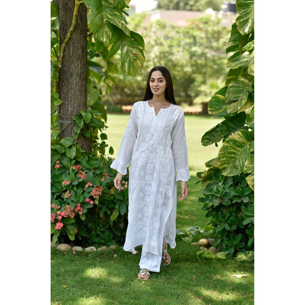 House of Chikankari Nora Chikankari Muslin Straight Kurta