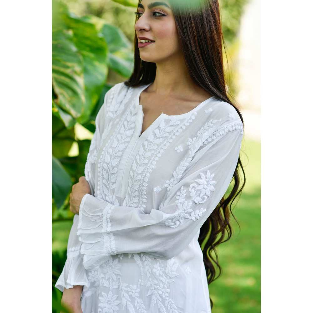 House of Chikankari Nora Chikankari Muslin Straight Kurta