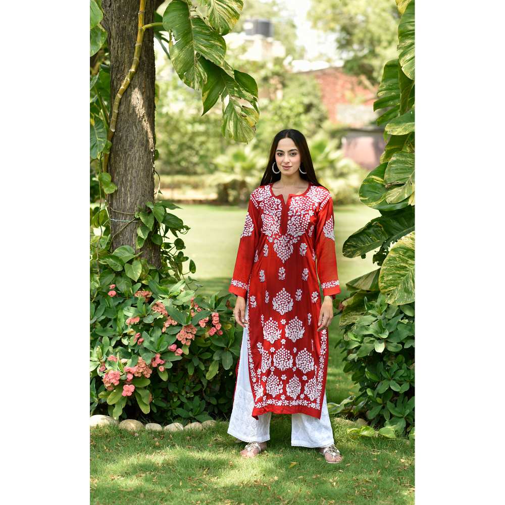 House of Chikankari Anisa Chikankari Modal Straight Kurta