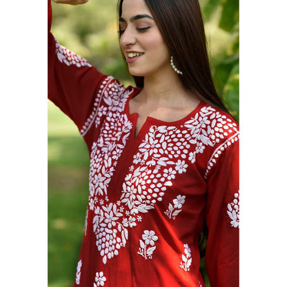 House of Chikankari Anisa Chikankari Modal Straight Kurta