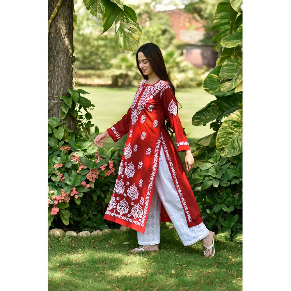 House of Chikankari Anisa Chikankari Modal Straight Kurta