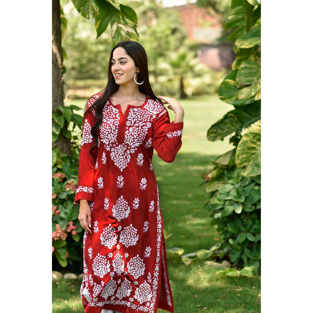 House of Chikankari Anisa Chikankari Modal Straight Kurta