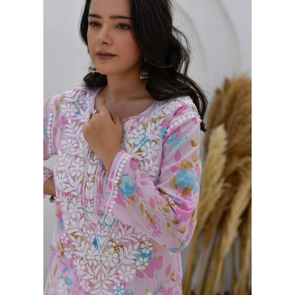 House of Chikankari Jafna Chikankari Mulmul Straight Kurta