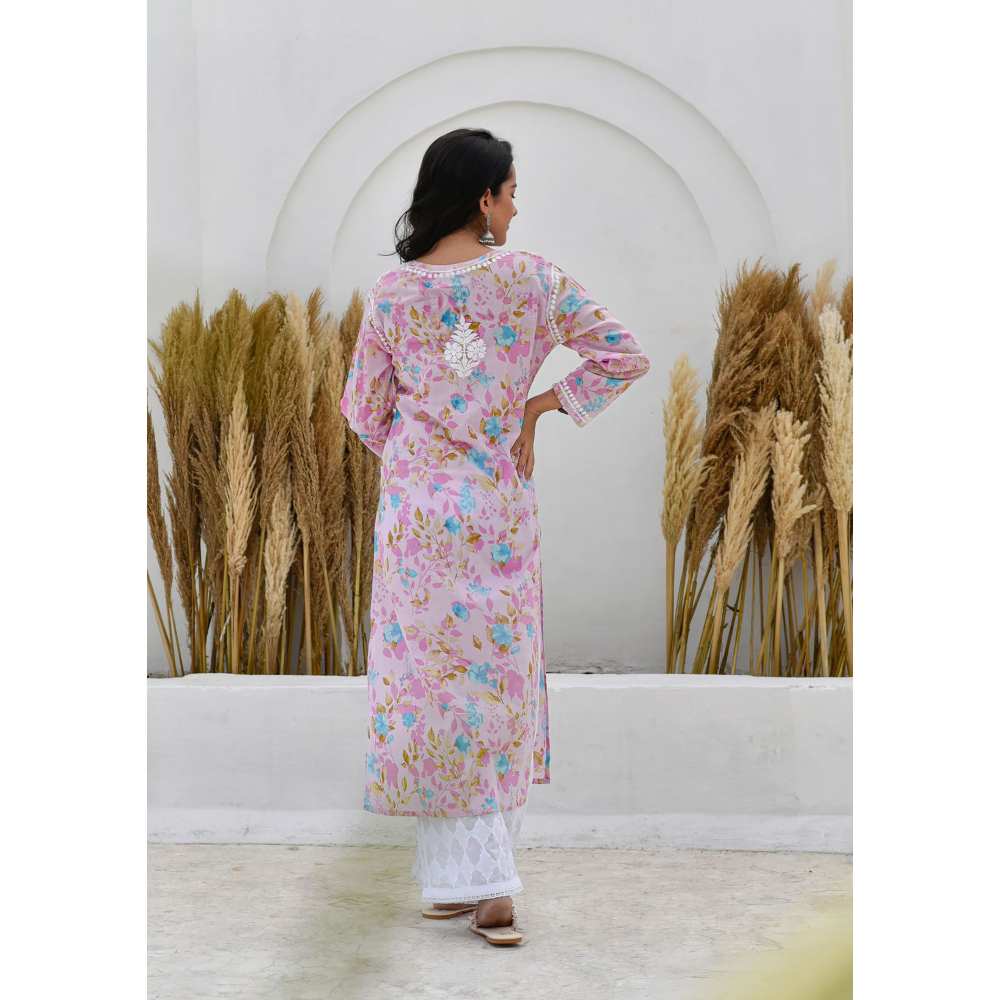 House of Chikankari Jafna Chikankari Mulmul Straight Kurta