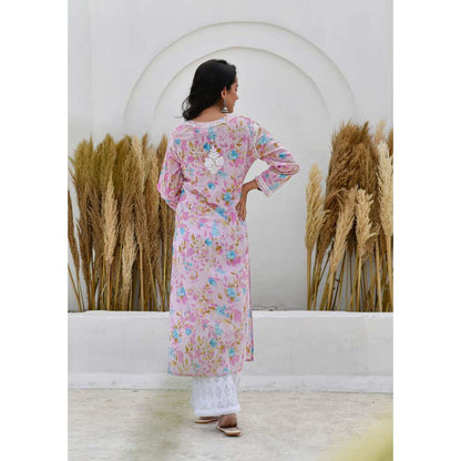 House of Chikankari Jafna Chikankari Mulmul Straight Kurta