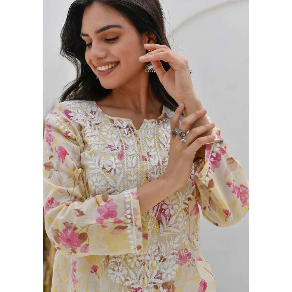 House of Chikankari Jafna Chikankari Mulmul Straight Kurta