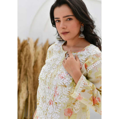 House of Chikankari Jafna Chikankari Mulmul Straight Kurta