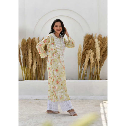 House of Chikankari Jafna Chikankari Mulmul Straight Kurta