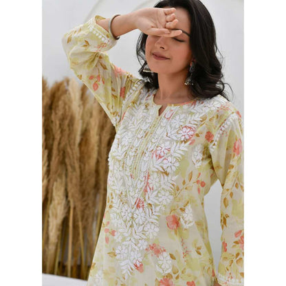 House of Chikankari Jafna Chikankari Mulmul Straight Kurta