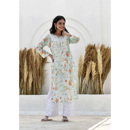 House of Chikankari Jafna Chikankari Mulmul Straight Kurta