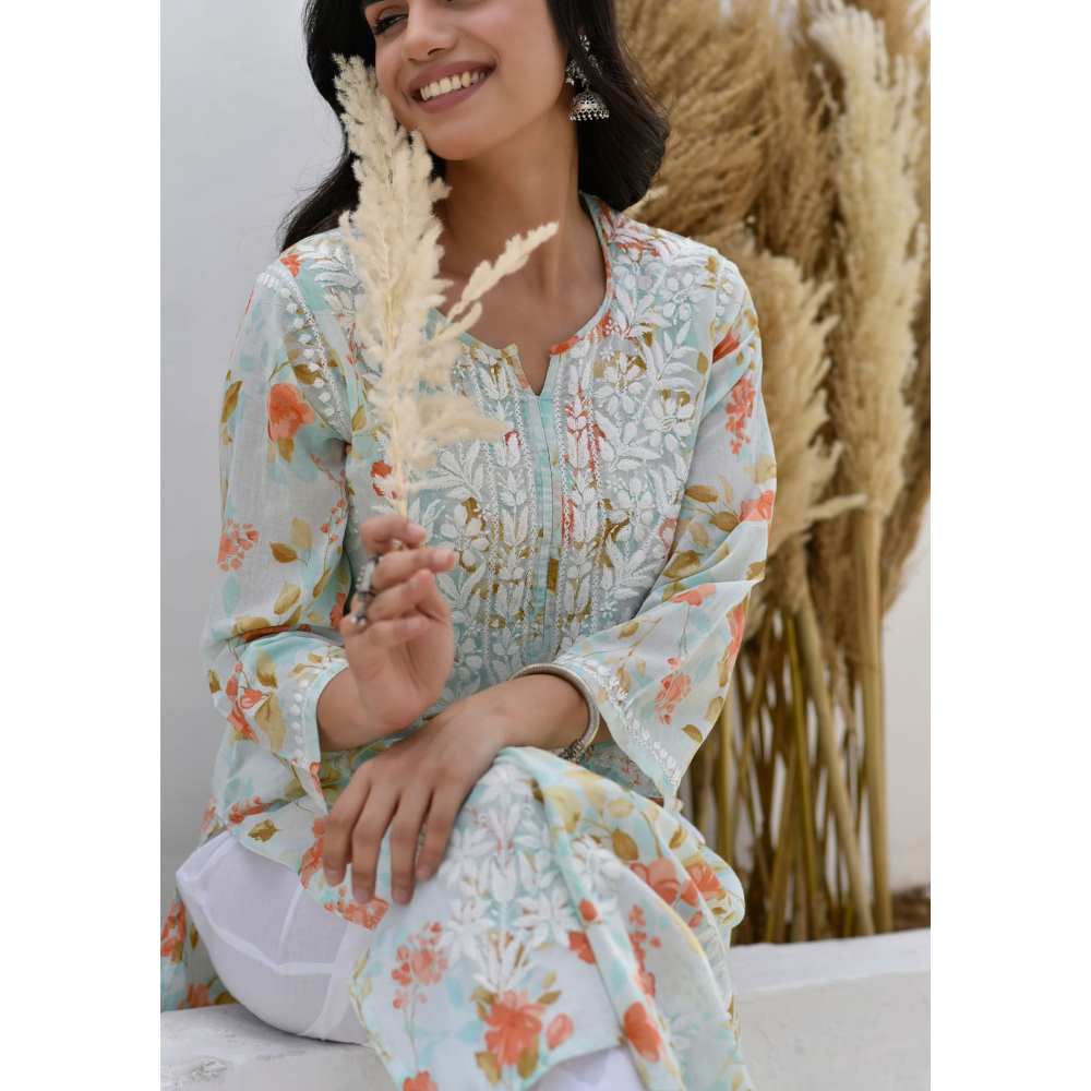 House of Chikankari Jafna Chikankari Mulmul Straight Kurta