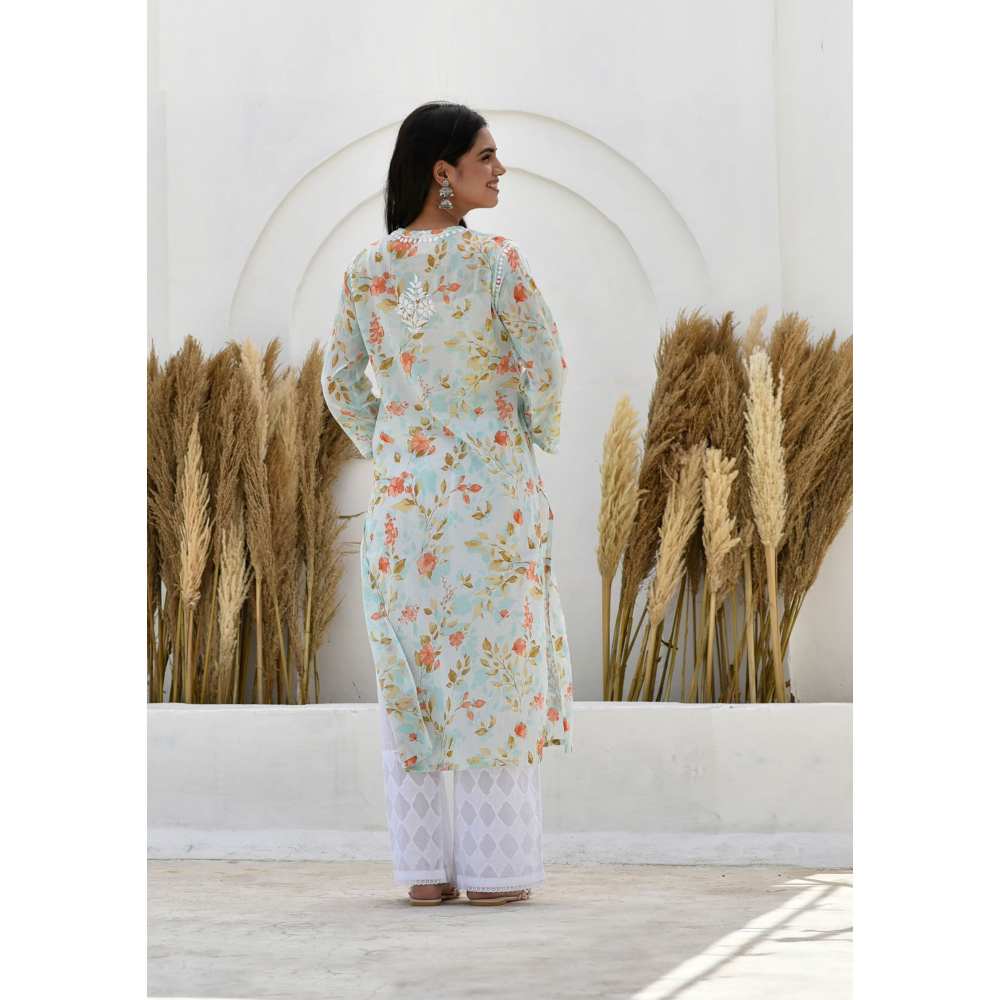 House of Chikankari Jafna Chikankari Mulmul Straight Kurta