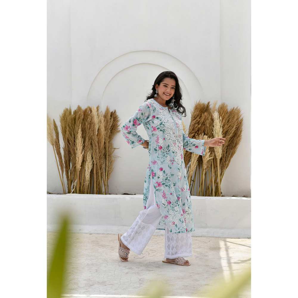 House of Chikankari Jafna Chikankari Mulmul Straight Kurta