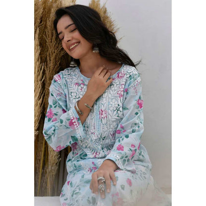 House of Chikankari Jafna Chikankari Mulmul Straight Kurta