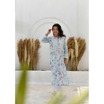 House of Chikankari Jafna Chikankari Mulmul Straight Kurta