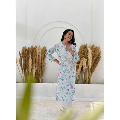 House of Chikankari Jafna Chikankari Mulmul Straight Kurta