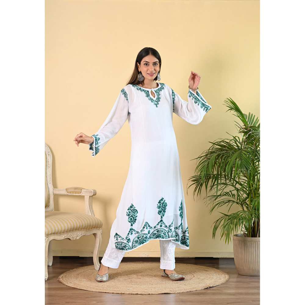 House of Chikankari Taabir Chikankari Muslin A-Line Kurta
