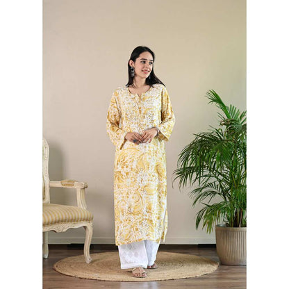 House of Chikankari Sukoon Chikankari Modal Straight Kurta