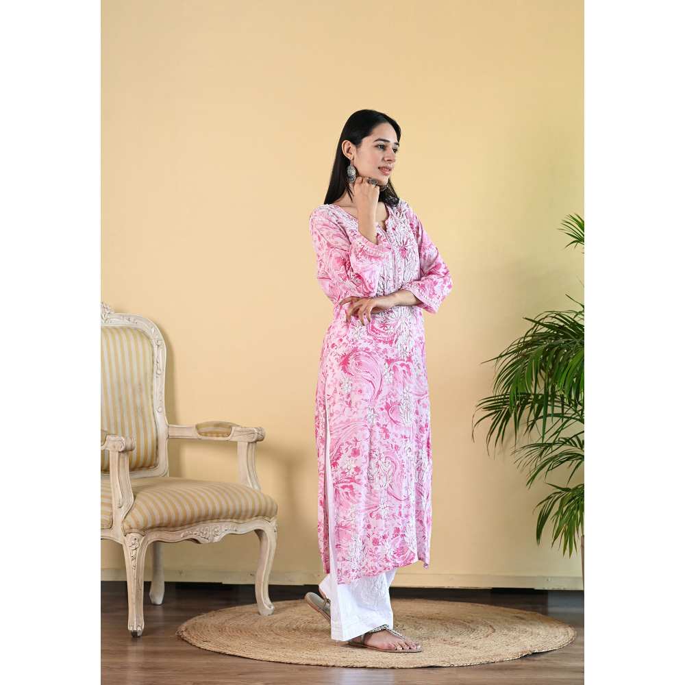 House of Chikankari Sukoon Chikankari Modal Straight Kurta