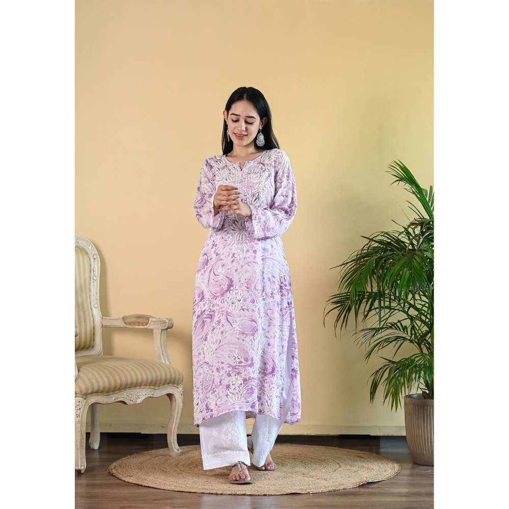 House of Chikankari Sukoon Chikankari Modal Straight Kurta