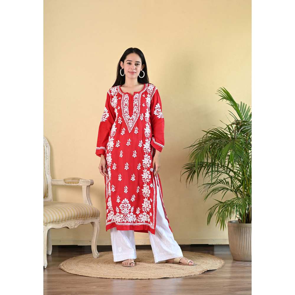House of Chikankari Qalb Chikankari Modal Straight Kurta