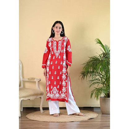 House of Chikankari Qalb Chikankari Modal Straight Kurta
