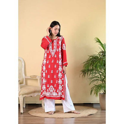House of Chikankari Qalb Chikankari Modal Straight Kurta