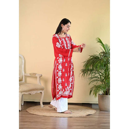 House of Chikankari Qalb Chikankari Modal Straight Kurta