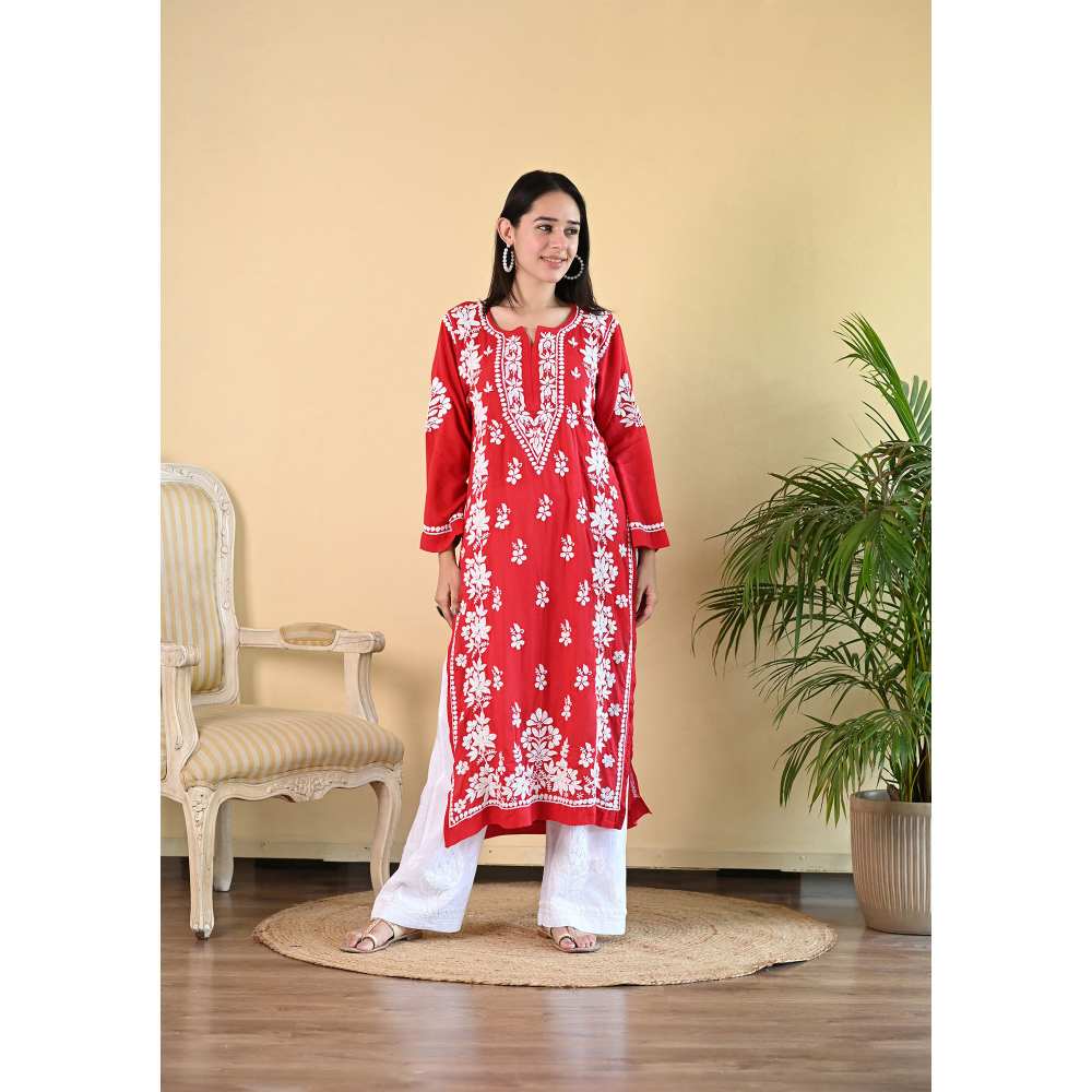 House of Chikankari Qalb Chikankari Modal Straight Kurta