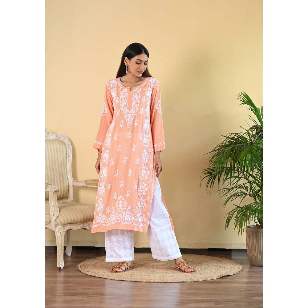 House of Chikankari Qalb Chikankari Modal Straight Kurta