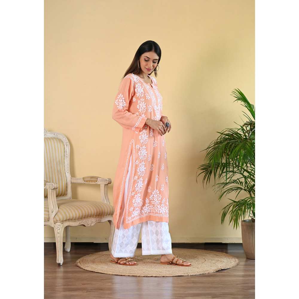 House of Chikankari Qalb Chikankari Modal Straight Kurta