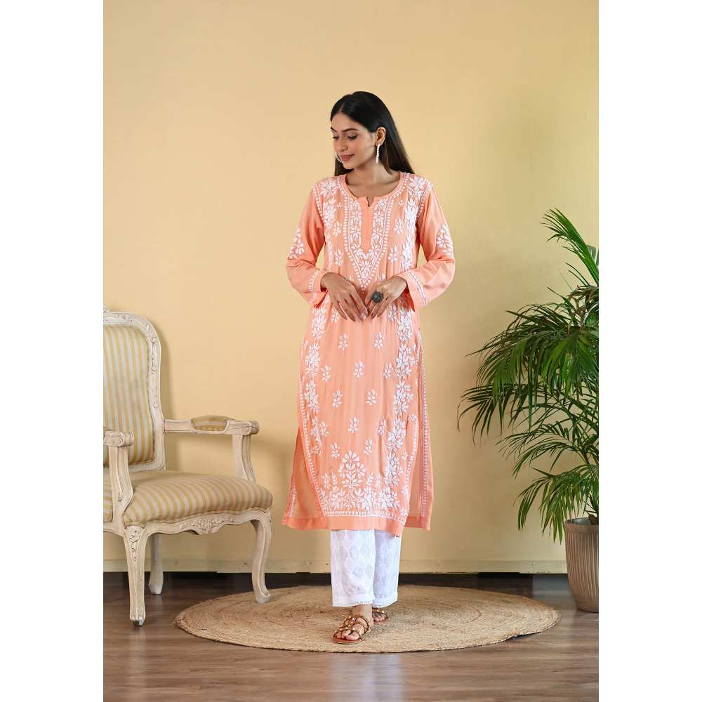 House of Chikankari Qalb Chikankari Modal Straight Kurta