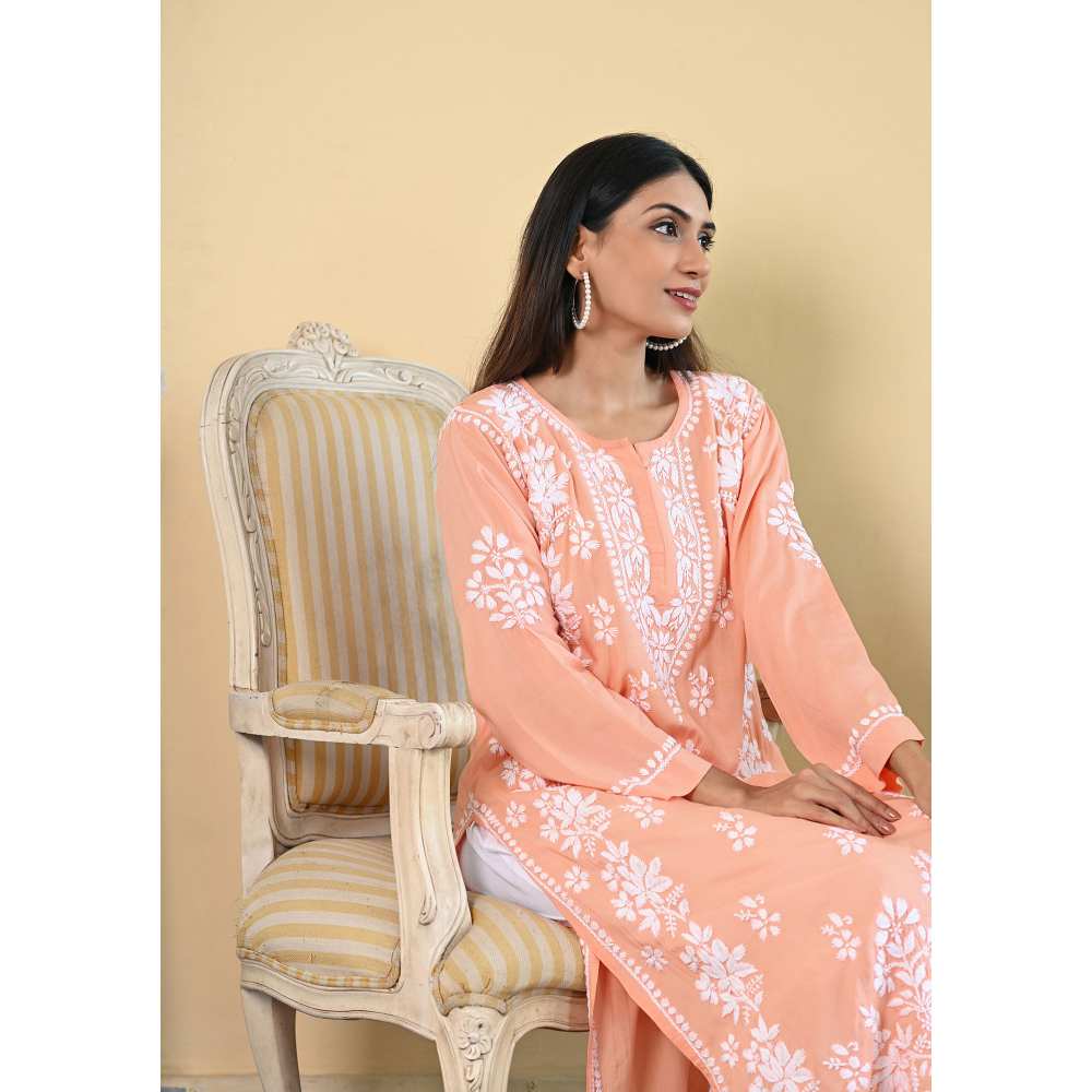 House of Chikankari Qalb Chikankari Modal Straight Kurta
