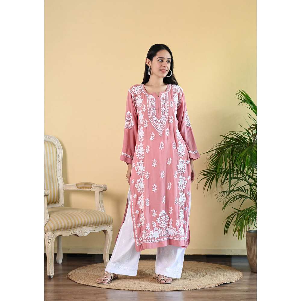House of Chikankari Qalb Chikankari Modal Straight Kurta